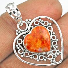 6.08cts heart natural orange mojave turquoise 925 sterling silver pendant u7983