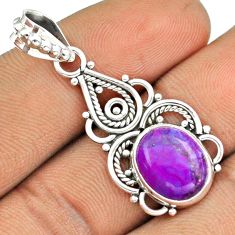 Clearance Sale- 4.77cts heart natural purple mojave turquoise 925 sterling silver pendant u7999