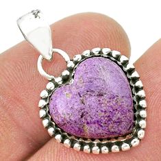 8.38cts heart natural purple purpurite stichtite 925 silver pendant u45527