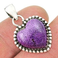 9.35cts heart natural purple purpurite stichtite 925 silver pendant u45530