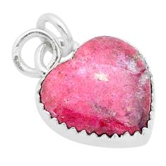 8.15cts heart natural thulite (unionite, pink zoisite) 925 silver pendant u69590