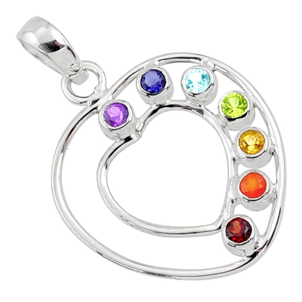 Heart of healing love seven chakra 925 silver pendant jewelry balance r65305