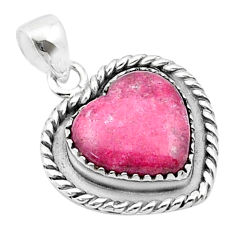 12.23cts heart pink thulite (unionite, pink zoisite) 925 silver pendant u38885