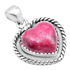 11.64cts heart pink thulite (unionite, pink zoisite) 925 silver pendant u39180