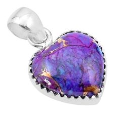 7.39cts heart purple copper turquoise 925 sterling silver pendant jewelry u39204