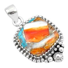 12.28cts heart spiny oyster arizona turquoise 925 sterling silver pendant u39626