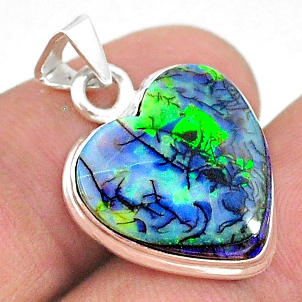 5.92cts heart sterling opal 925 sterling silver pendant jewelry t34602