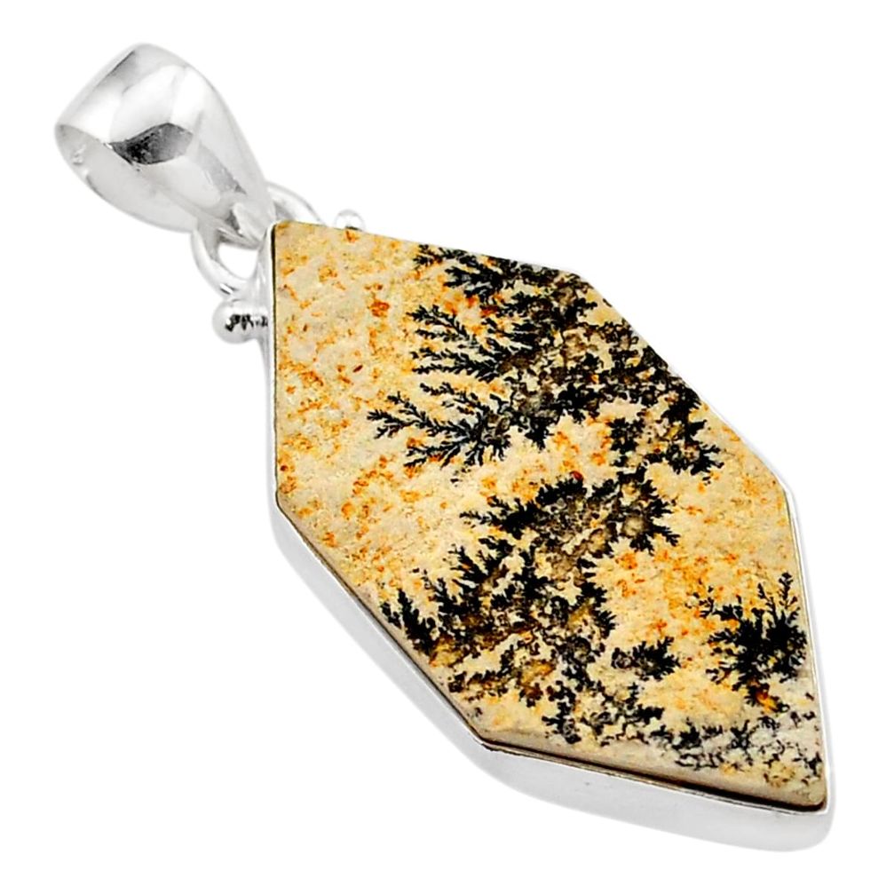 12.62cts heaxagon natural germany psilomelane dendrite silver pendant t59150