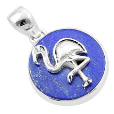 14.48cts heron bird natural blue lapis lazuli 925 sterling silver pendant u34628