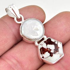 12.93cts hexagon natural bronze wild horse magnesite 925 silver pendant y24923