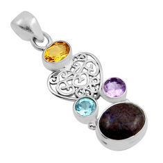 6.36cts honduran matrix opal amethyst topaz citrine 925 silver pendant n21149