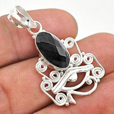 4.93cts horse eye natural black onyx 925 sterling silver pendant jewelry t64830