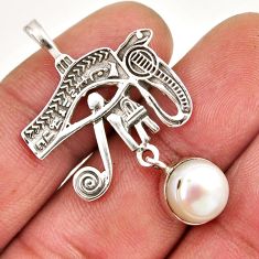 4.93cts horus eye natural white pearl 925 sterling silver pendant jewelry y52981