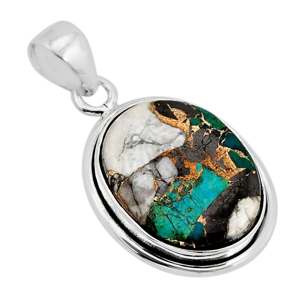13.49cts howlite natural chrysocolla shungite howlite 925 silver pendant y71317