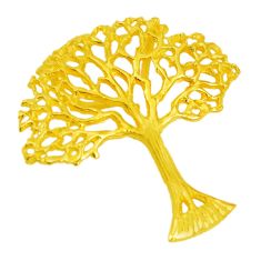 Indonesian bali style solid 925 silver 14k gold tree of life pendant c25901