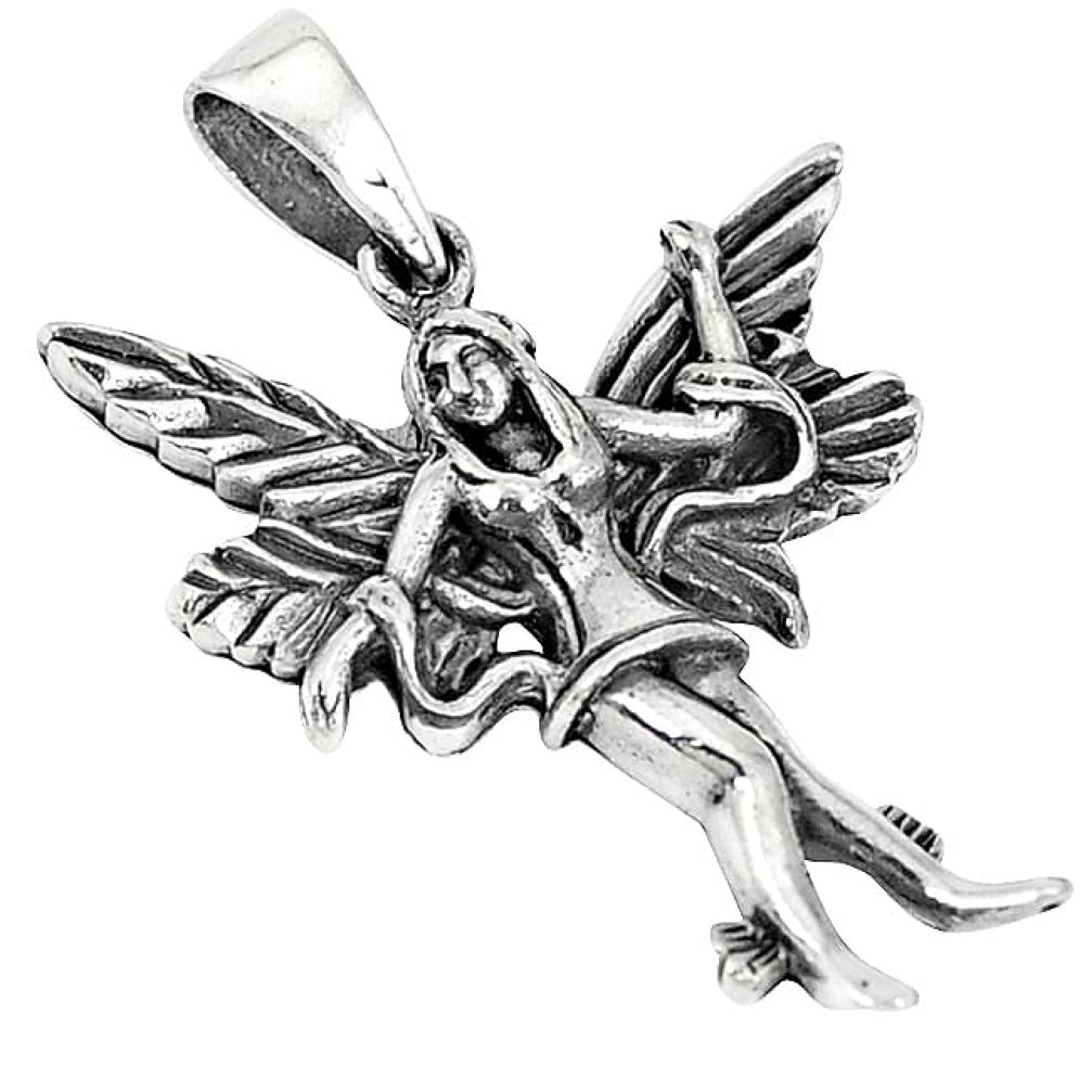 Indonesian bali style solid 925 silver angel wings fairy pendant jewelry p3517