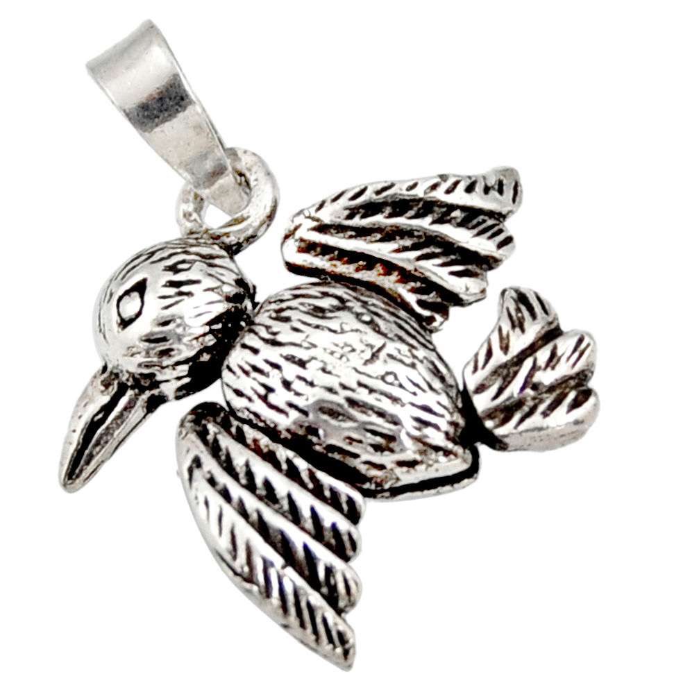 4.69gms indonesian bali style solid 925 silver bird charm pendant jewelry c26325