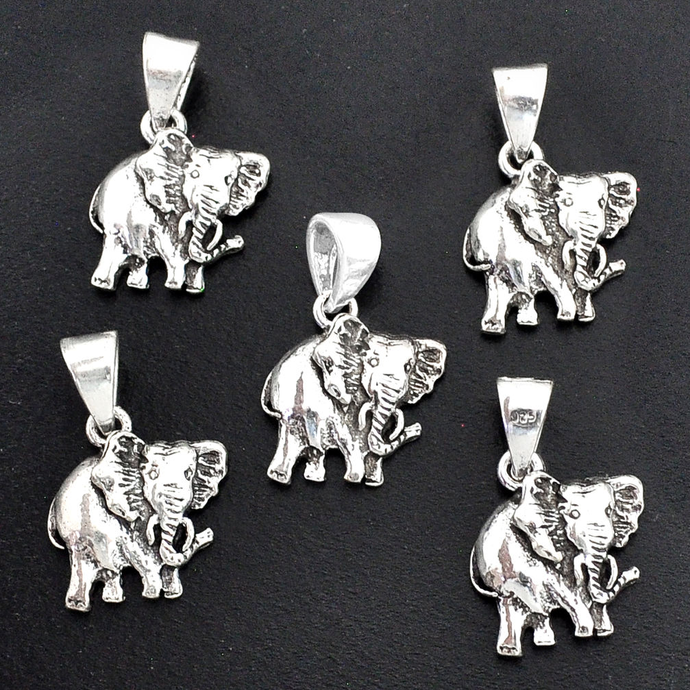11.47gms indonesian bali style solid 925 silver elephant lot of 5 pendant t6311