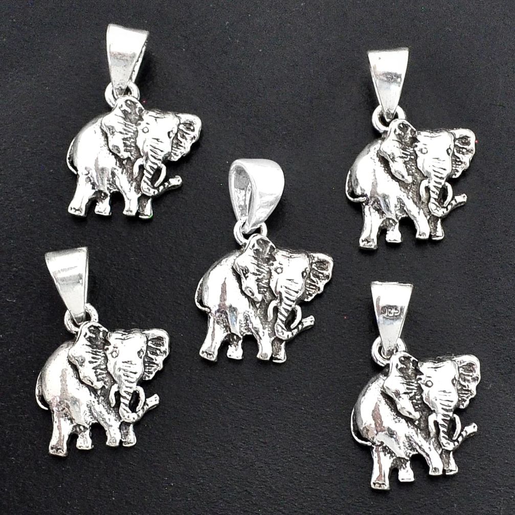 11.69gms indonesian bali style solid 925 silver elephant lot of 5 pendant t6314