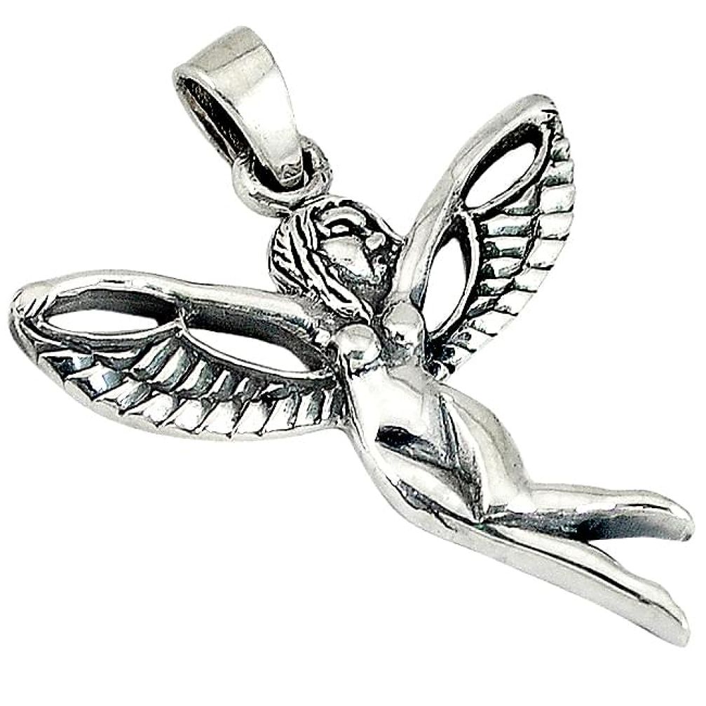 Indonesian bali style solid 925 silver flying angel wings pendant p3710
