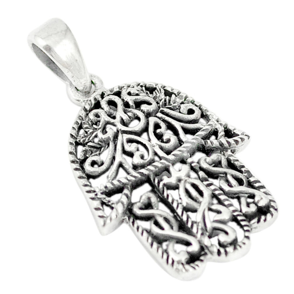 Indonesian bali style solid 925 silver hand of god hamsa pendant c20389