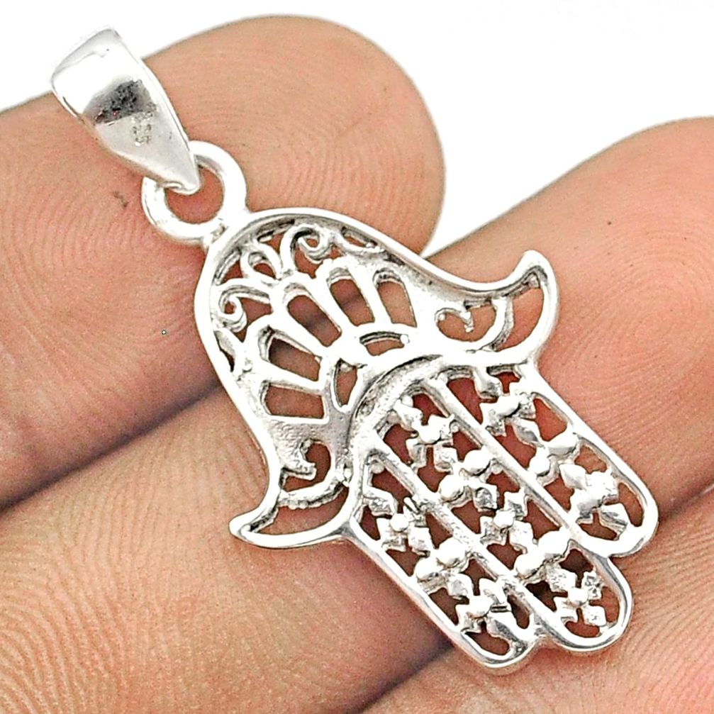 3.06gms indonesian bali style solid 925 silver hand of god hamsa pendant u29389