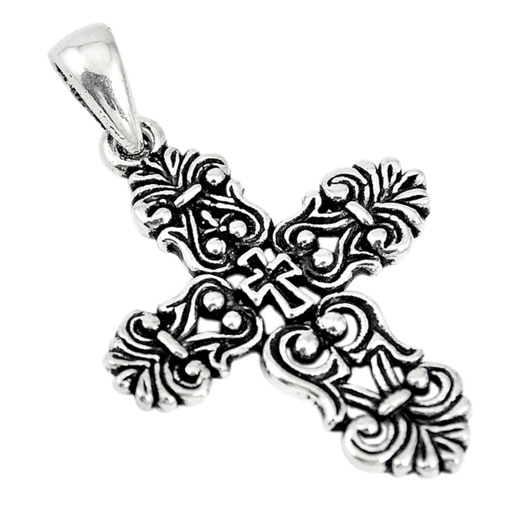 Indonesian bali style solid 925 silver holy cross pendant jewelry c20392