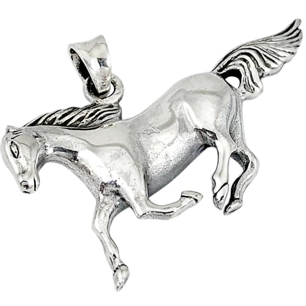 style solid 925 silver running horse pendant jewelry p3108