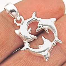 4.84gms indonesian bali style solid 925 sterling silver 3 dolphin pendant u13699