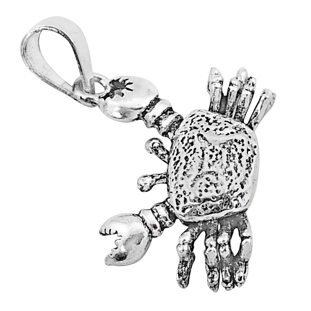 3.26gms indonesian bali style solid 925 sterling silver 3d crab pendant t6229