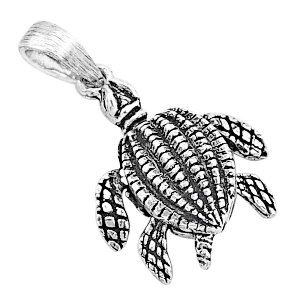 2.48gms indonesian bali style solid 925 sterling silver 3d turtle pendant t6231