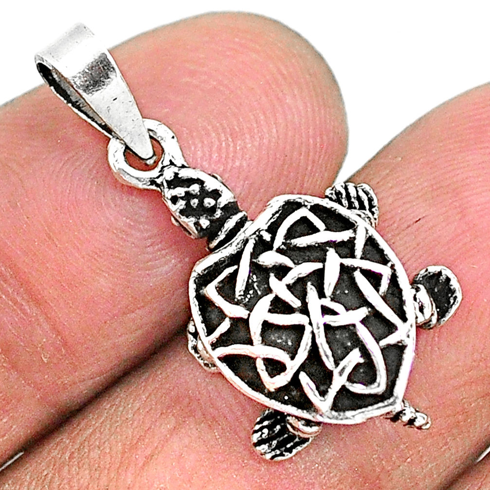 4.02gms indonesian bali style solid 925 sterling silver 3d turtle pendant t6291