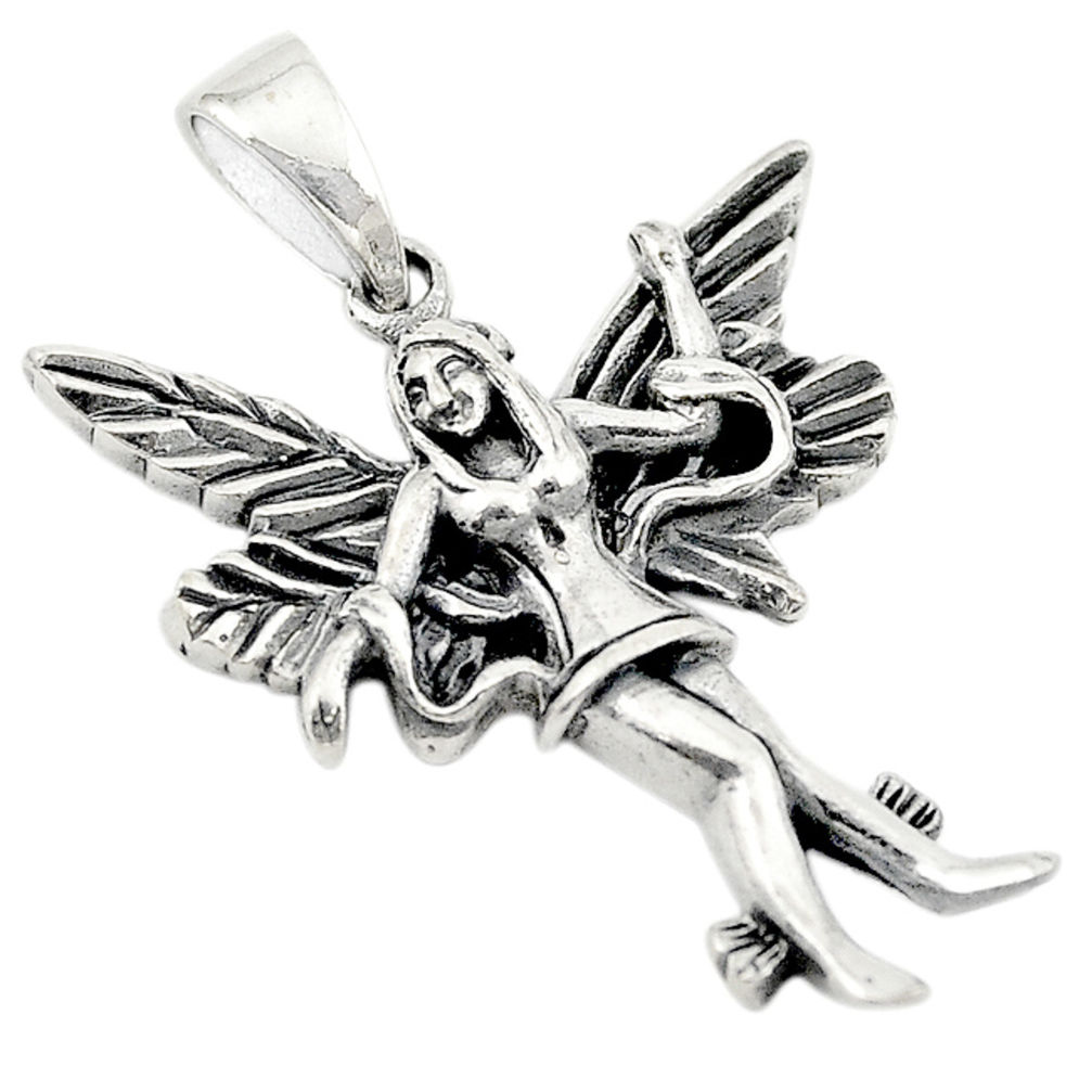 Indonesian bali style solid 925 sterling silver angel wing pendant c20398