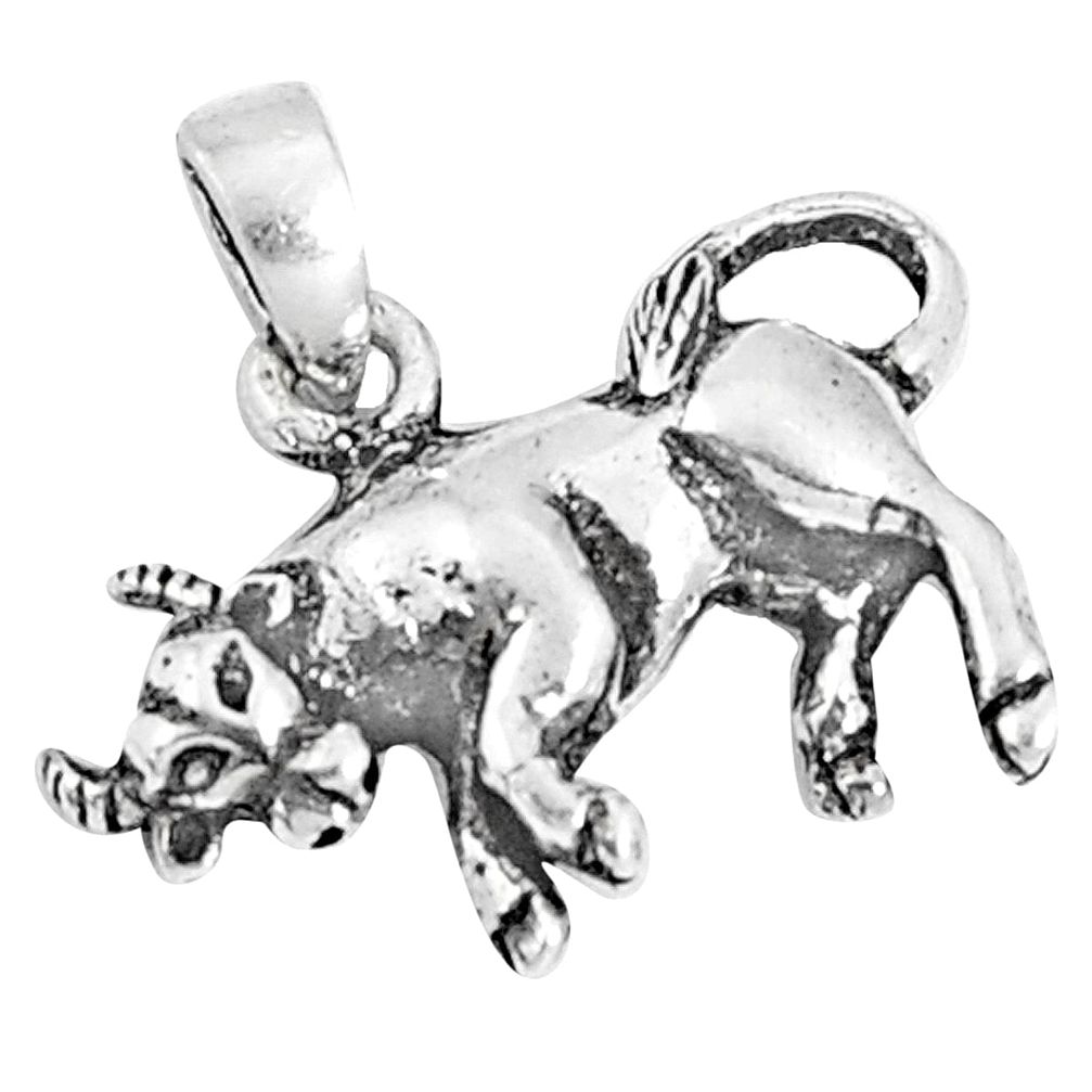 2.48gms indonesian bali style solid 925 sterling silver bull pendant c25895