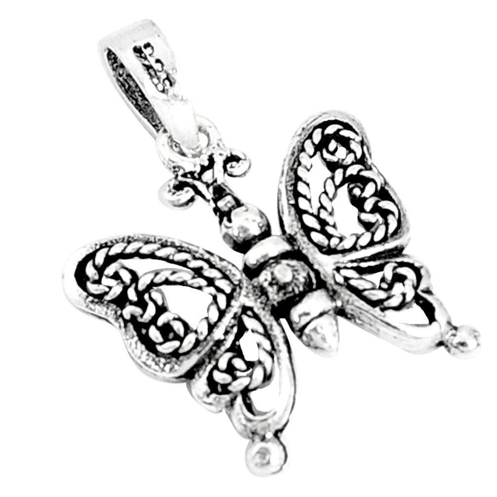 2.26gms indonesian bali style solid 925 sterling silver butterfly pendant c25885