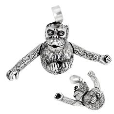 Indonesian bali style solid 925 sterling silver chimpanzee charm pendant p3741