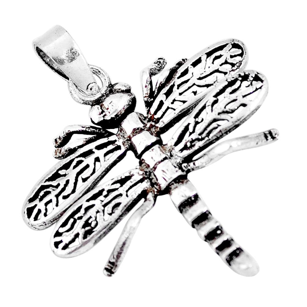 3.26gms indonesian bali style solid 925 sterling silver dragonfly pendant c20384