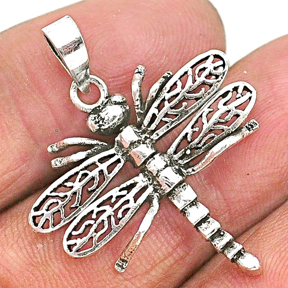 3.07gms indonesian bali style solid 925 sterling silver dragonfly pendant t6237