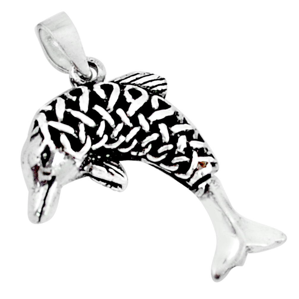 4.47gms indonesian bali style solid 925 sterling silver fish pendant c20370