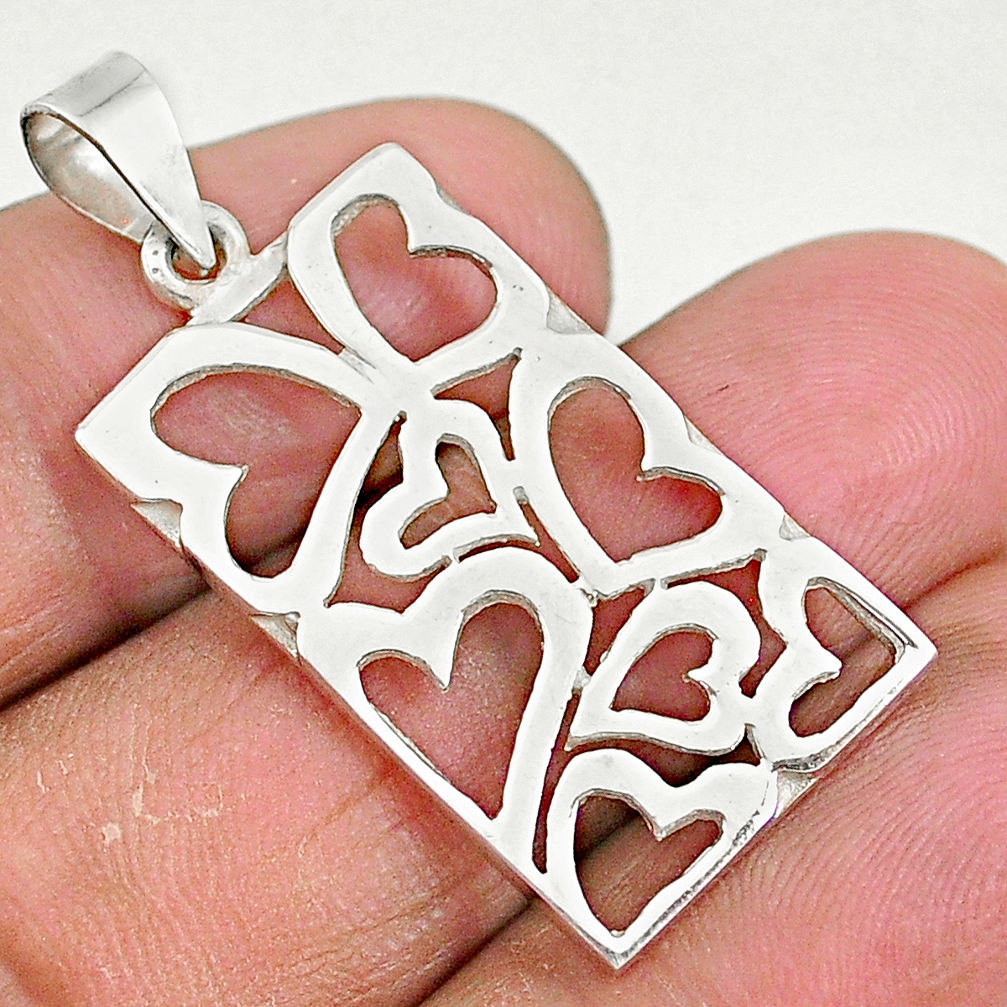 3.89gms indonesian bali style solid 925 sterling silver heart tag pendant t6281