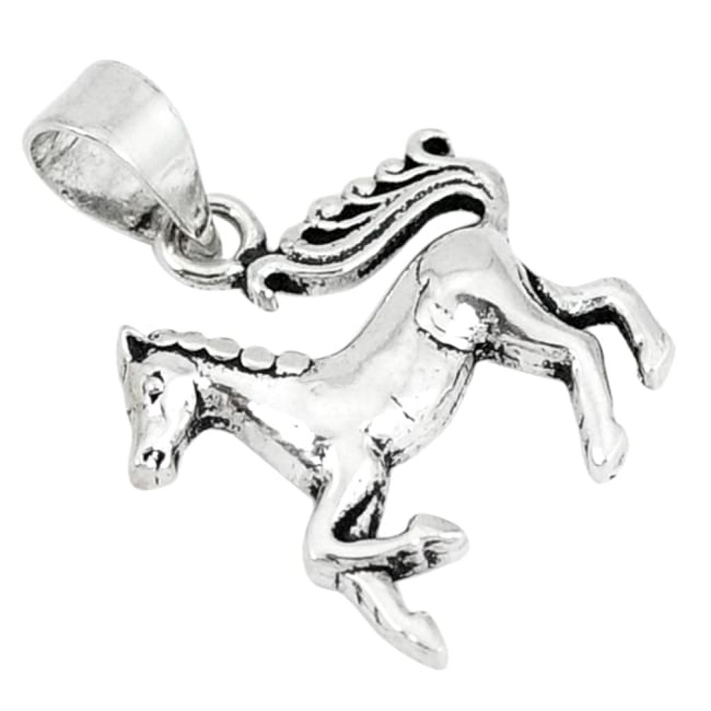 Indonesian bali style solid 925 sterling silver horse pendant jewelry p3648