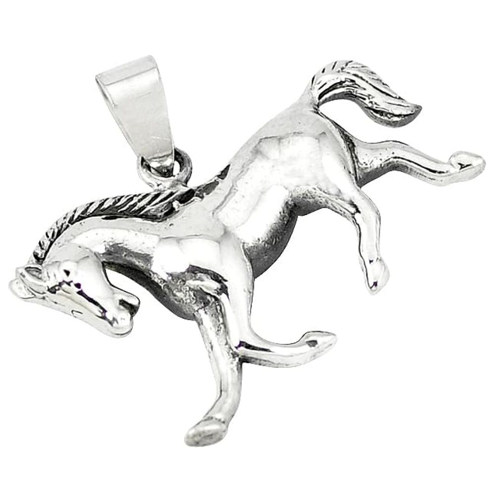 style solid 925 sterling silver running horse pendant p3432