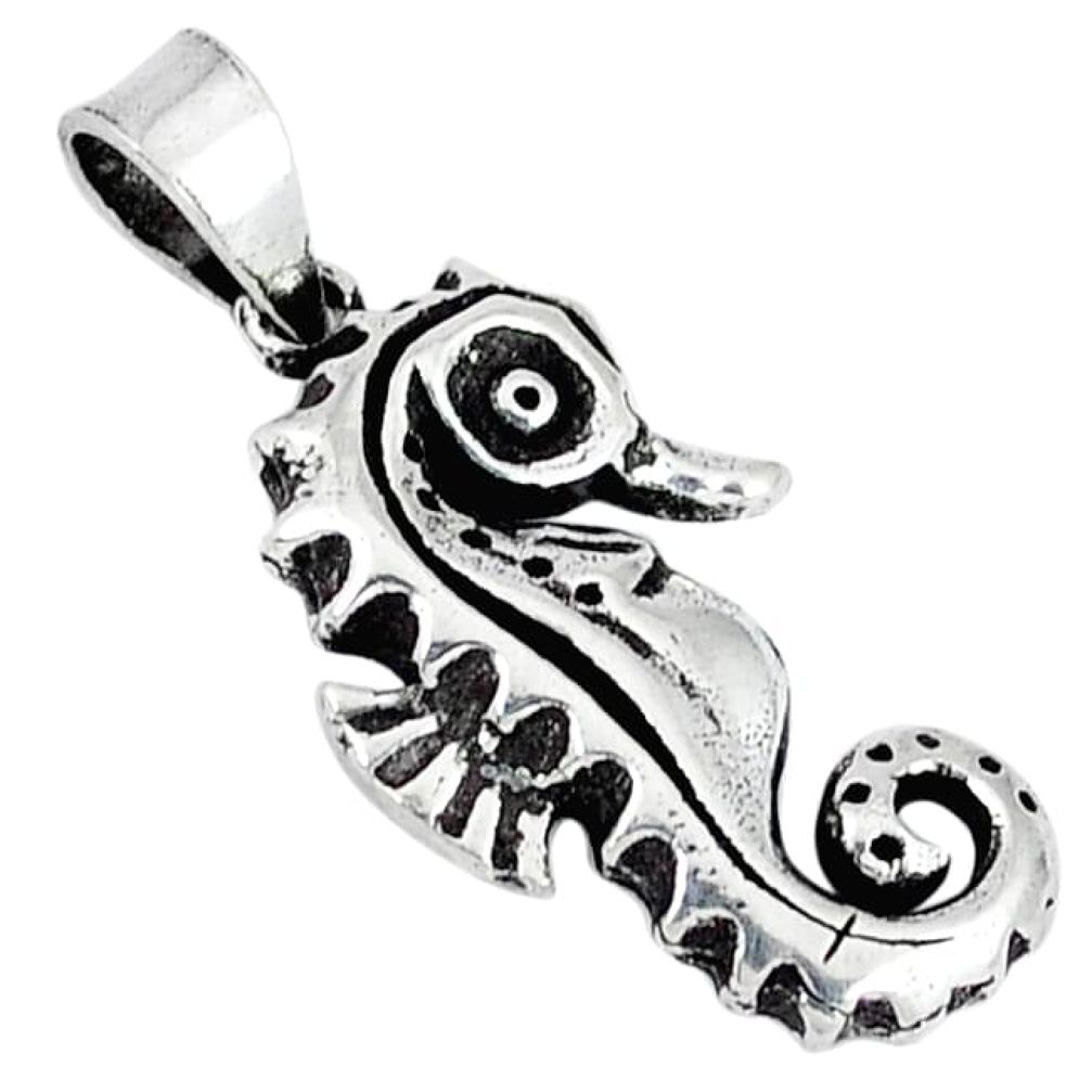 an bali style solid 925 sterling silver seahorse pendant p4162