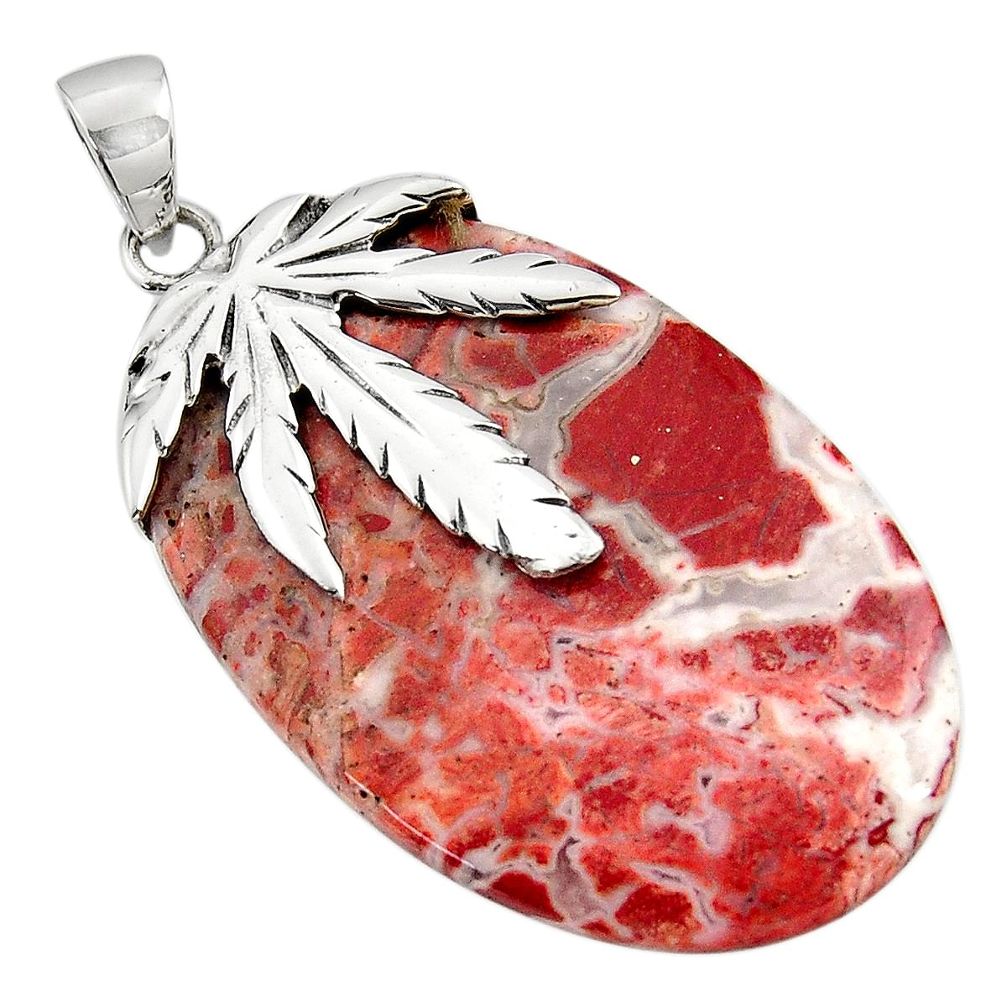 red 925 sterling silver deltoid leaf pendant jewelry d45566