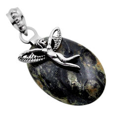 16.88cts kambaba jasper (stromatolites) silver angel wings fairy pendant n23700