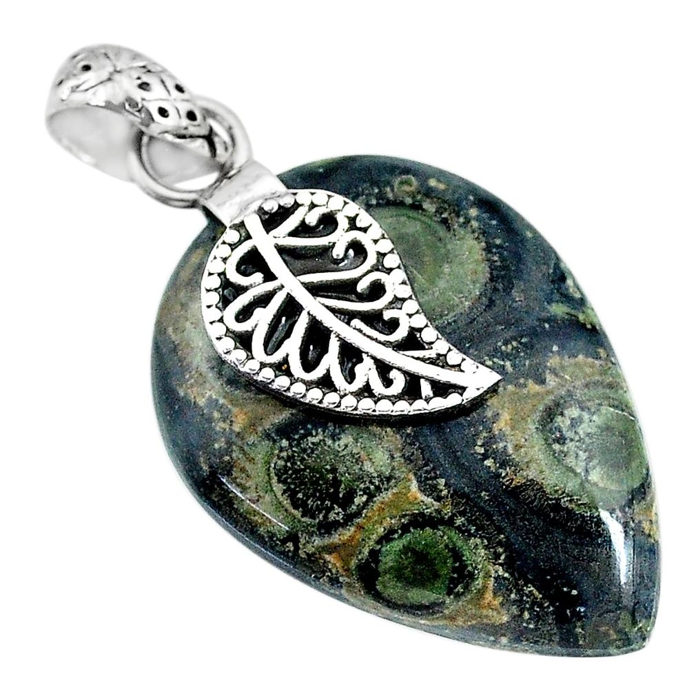 16.74cts kambaba jasper (stromatolites) silver deltoid leaf pendant r90837