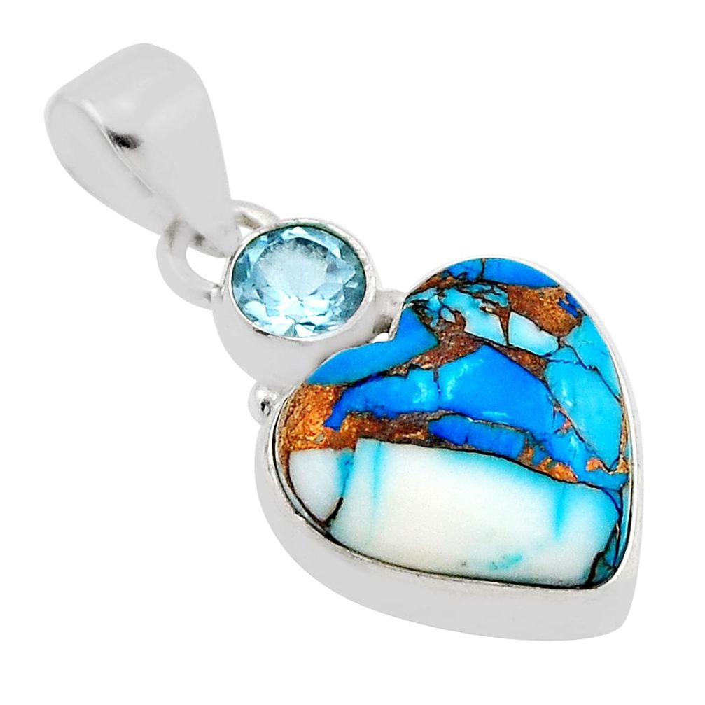 8.15cts  ice blue dahlia heart topaz 925 sterling silver pendant n11746