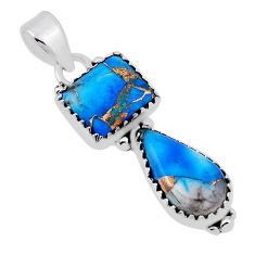 8.21cts kingman ice blue dahlia pear 925 sterling silver pendant jewelry n31335