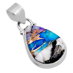 10.10cts  ice blue dahlia white buffalo turquoise silver pendant n26528