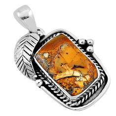 9.72cts leaf brecciated mookaite (australian jasper) 925 silver pendant n33161